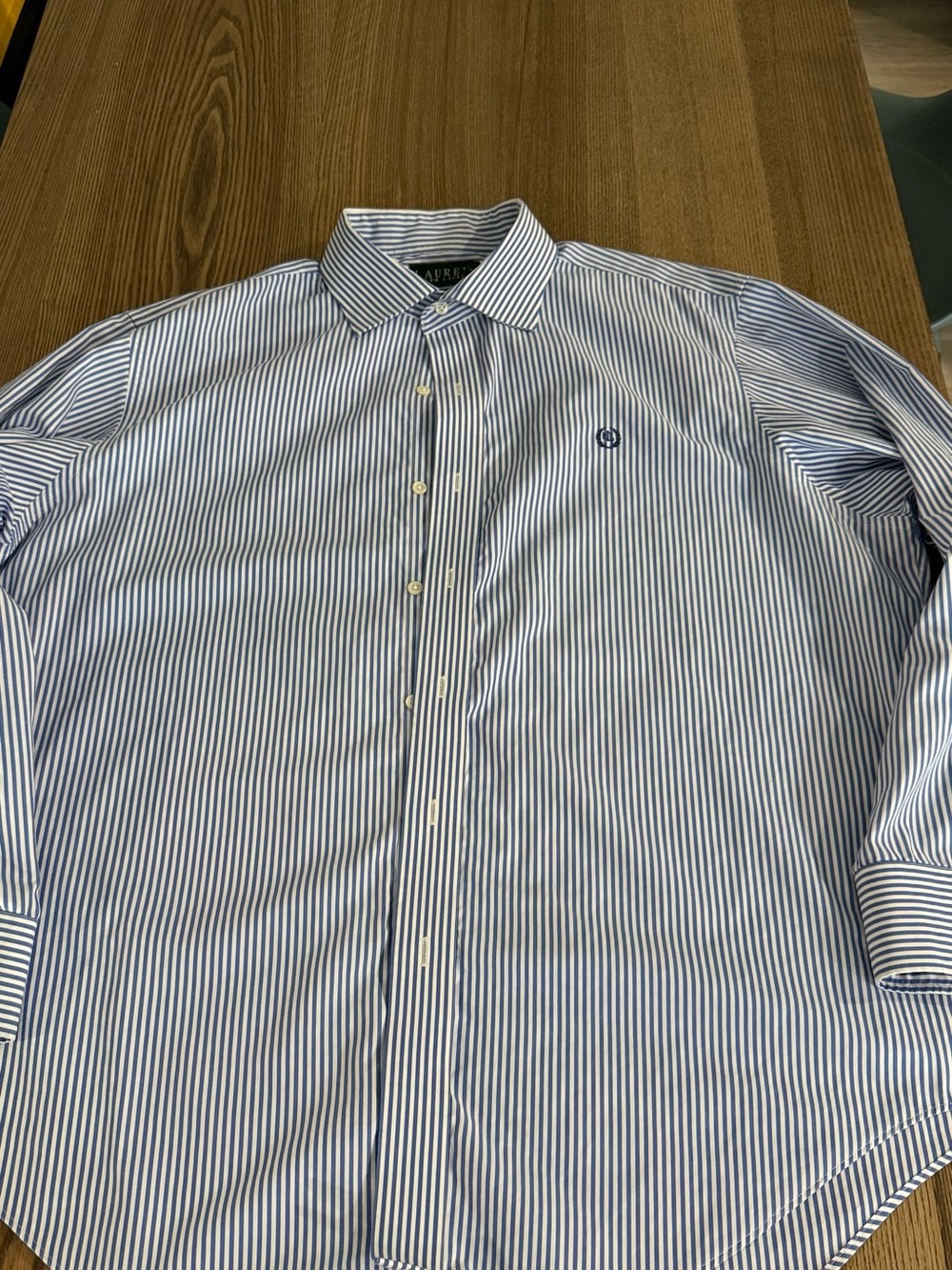 Ralph Lauren Blue and White Striped Dress Shirt